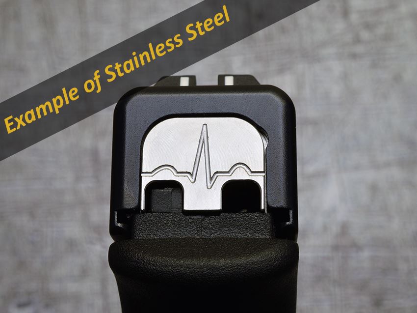 Milspin No Step on Snek Slide Back Plate Glock Slide Back Plate MilSpin Glock 42 Stainless Steel 