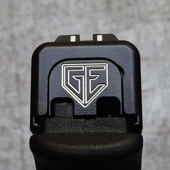 Milspin GE with Border (Glock Elite) Glock Slide Back Plate Glock Slide Back Plate MilSpin Glock 42 Black Cerakote on Stainless Steel