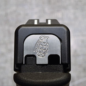 Milspin Grenade Slide Back Plate Glock Slide Back Plate MilSpin Glock 42 Stainless Steel