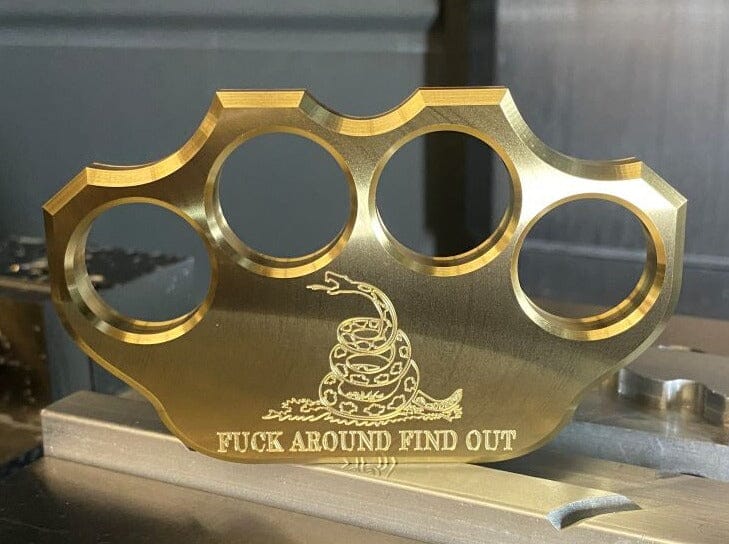Milspin 3/4lb Brass Knuckle F*ck Around Find Out Solid Brass