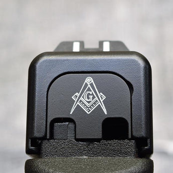 Milspin Masonic Slide Back Plate Glock Slide Back Plate MilSpin Glock 42 Black Cerakote on Stainless Steel 