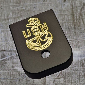 MILSPIN engraved magazine base plate with Navy insignia 02