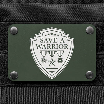 Save A Warrior™ Metal Morale Patch Morale Patch MilSpin Brass O.D. Green Cerakote CURVED (For Hat)
