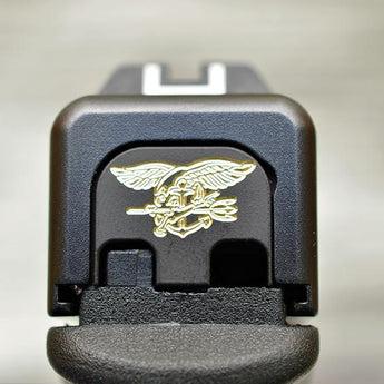 Milspin Navy Seal Trident Slide Back Plate Glock Slide Back Plate MilSpin Standard (G17-G41, G45) Black Cerakote on Brass 
