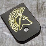 Milspin Spartan Helmet Magazine Base Plate Glock Magazine Base Plates MilSpin Glock 43 Black Cerakote on Brass 