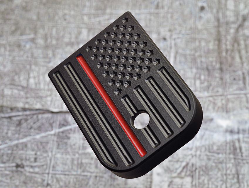Milspin Thin Red Line Stainless Steel Magazine Base Plate Glock Magazine Base Plates MilSpin 