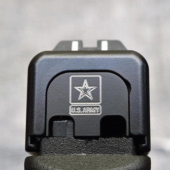 Milspin US Army Logo Slide Back Plate Glock Slide Back Plate MilSpin Standard (G17-G41, G45) Black Cerakote on Stainless Steel 