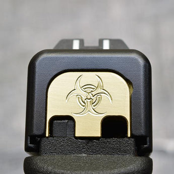 Milspin Biohazard Slide Back Plate Glock Slide Back Plate MilSpin Glock 42 Brass 