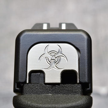Milspin Biohazard Slide Back Plate Glock Slide Back Plate MilSpin Glock 42 Stainless Steel 