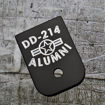 Milspin DD-214 Alumni Magazine Base Plate Glock Magazine Base Plates MilSpin Glock 43 Black Cerakote on Stainless Steel 