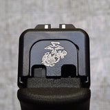 Milspin USMC EGA Slide Back Plate Glock Slide Back Plate MilSpin Glock 42 Black Cerakote on Stainless Steel