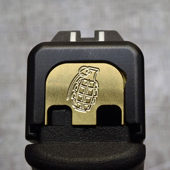 Milspin Grenade Slide Back Plate Glock Slide Back Plate MilSpin Glock 42 Brass