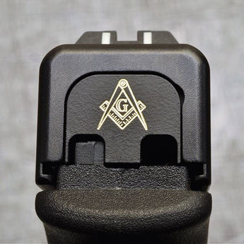 Milspin Masonic Slide Back Plate Glock Slide Back Plate MilSpin Glock 42 Black Cerakote on Brass