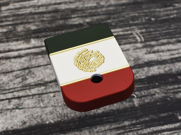 Milspin Tri-Color Mexico Flag Brass Magazine Base Plate | MILSPIN