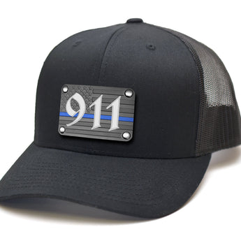 Milspin Snap-Back Velcro Hat + CURVED - Thin Blue Line with Custom Text Patch Velcro Hat With Patch MilSpin 