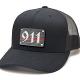 Milspin Snap-Back Velcro Hat + CURVED - Thin Red Line with Custom Text Patch Velcro Hat With Patch MilSpin 