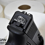 Milspin Come and Take a Roll Slide Back Plate Glock Slide Back Plate MilSpin Standard (G17-G41, G45) Black Cerakote on Stainless Steel 