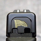 Milspin Waving Flag Slide Back Plate Glock Slide Back Plate MilSpin Standard (G17-G41, G45) Black Cerakote on Brass 